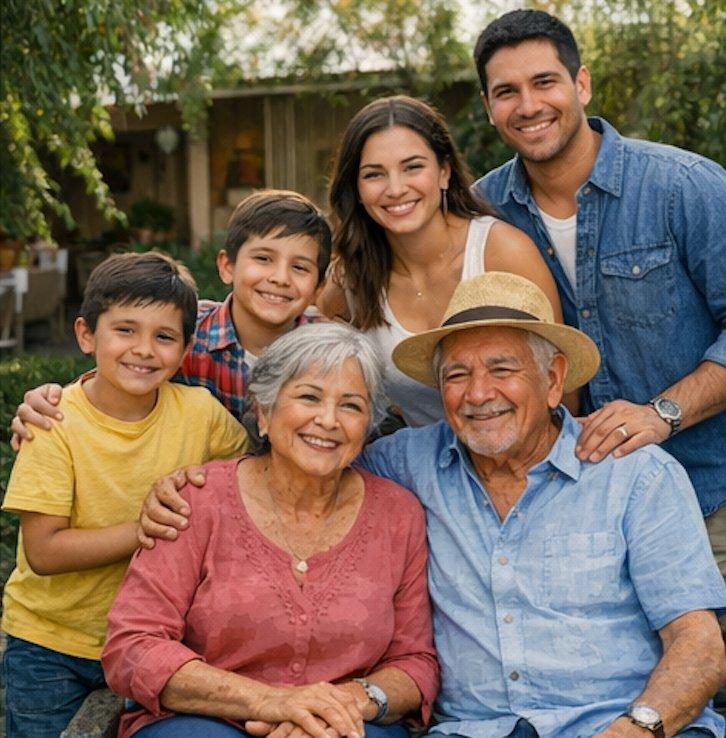 Familia en la playa disfrutando